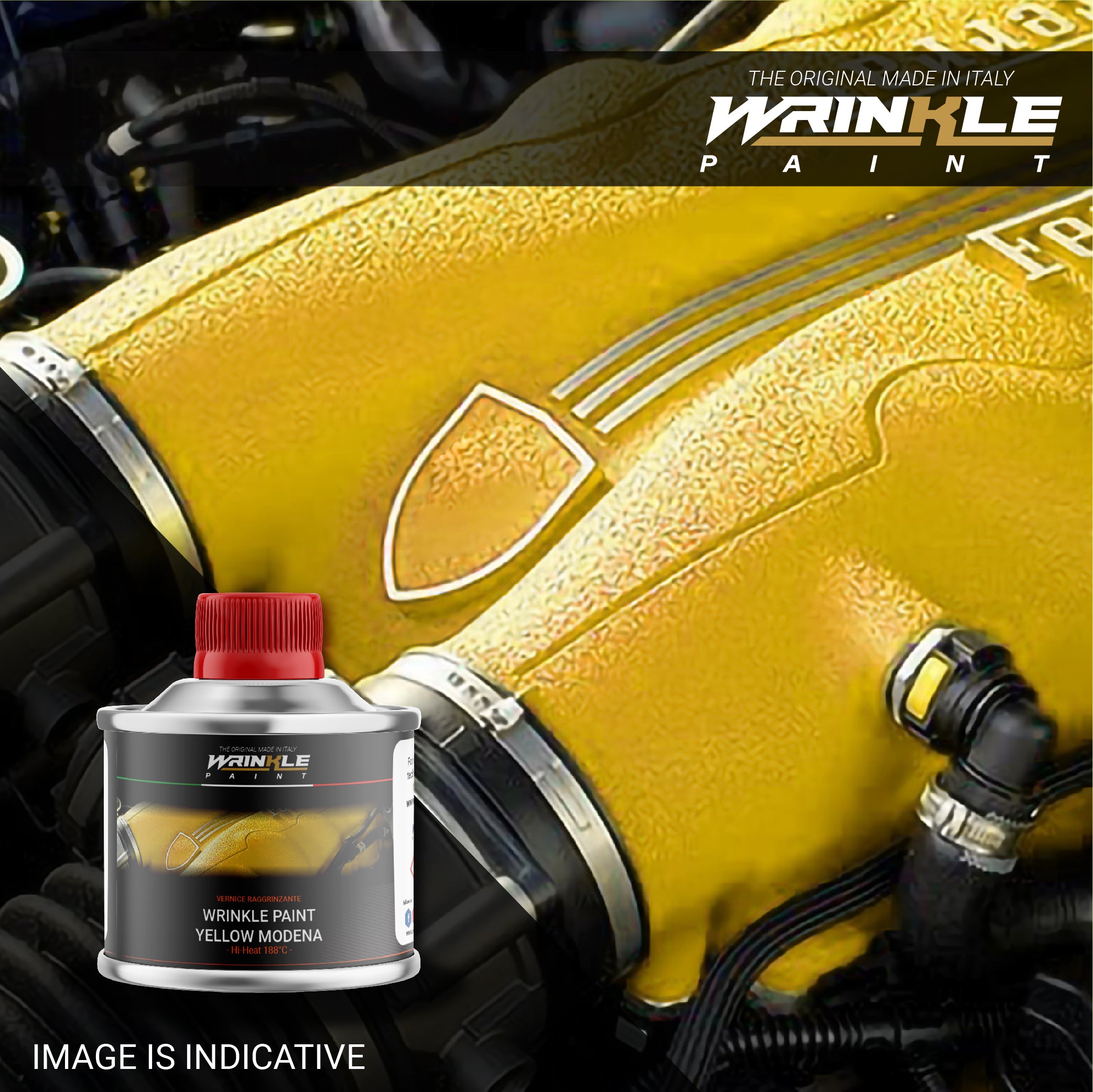 Wrinkle Paint YELLOW MODENA Engine High Heat - 250 gr