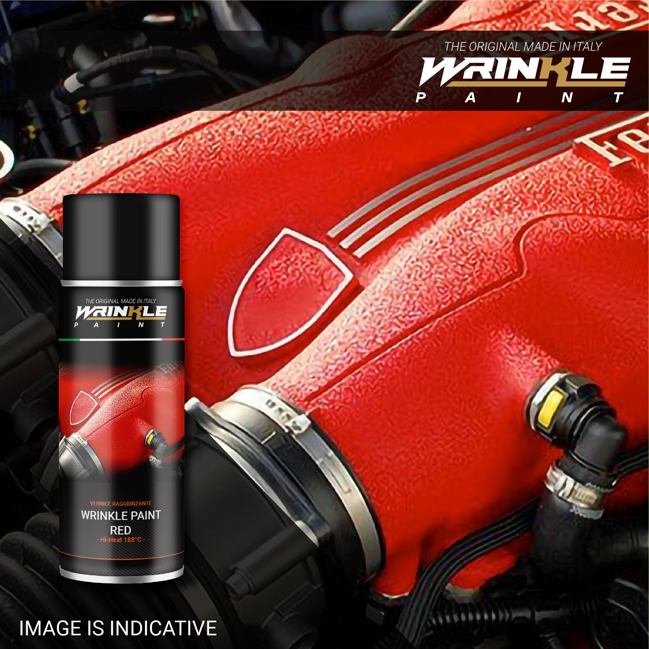 Wrinkle Paint Spray RED FERRARI Engine High Heat - 400 ml