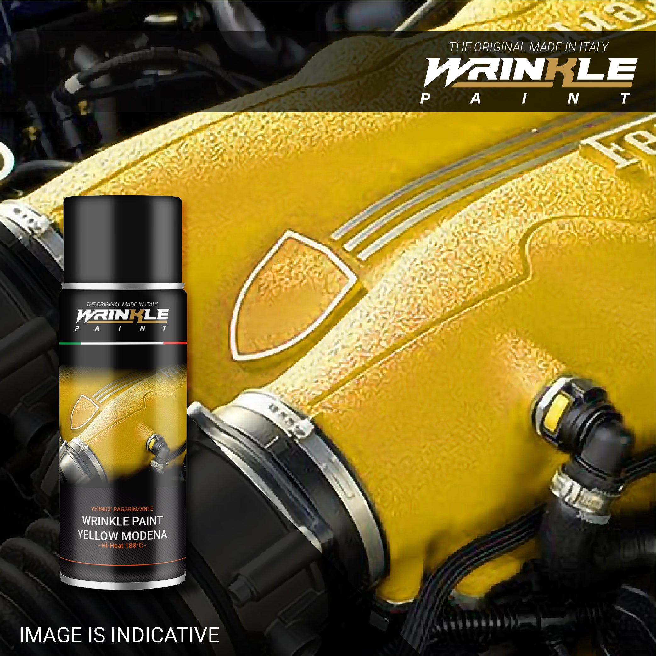 Wrinkle Paint Spray YELLOW MODENA Engine High Heat - 400 ml